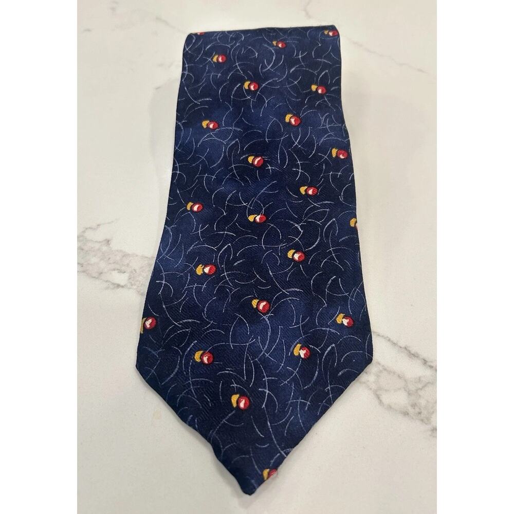 Vtg John Henry Men’s Tie 100% Sill Navy Print Novelty Necktie made in USA